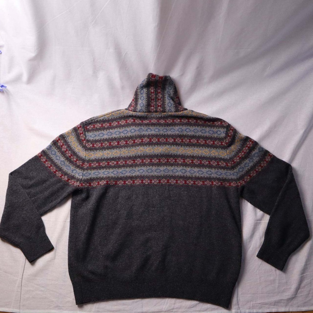 Orvis Mens Fair Isle Shawl Collar‎ Sweater 100% Lambswool Size XXL - Picture 3 of 8